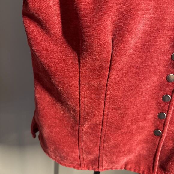 CHRISTOPHER & BANKS Petite Velour Snap Front Shirt Jacket P/M Red Rust Stretchy - Picture 6 of 11
